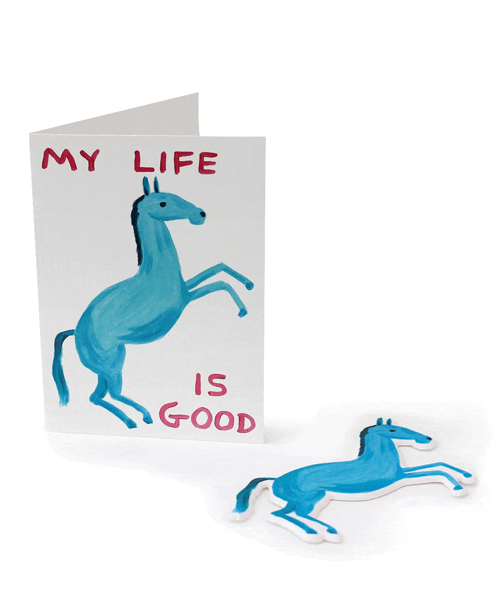 My Life Is Good Puffy Sticker Card x David Shrigley