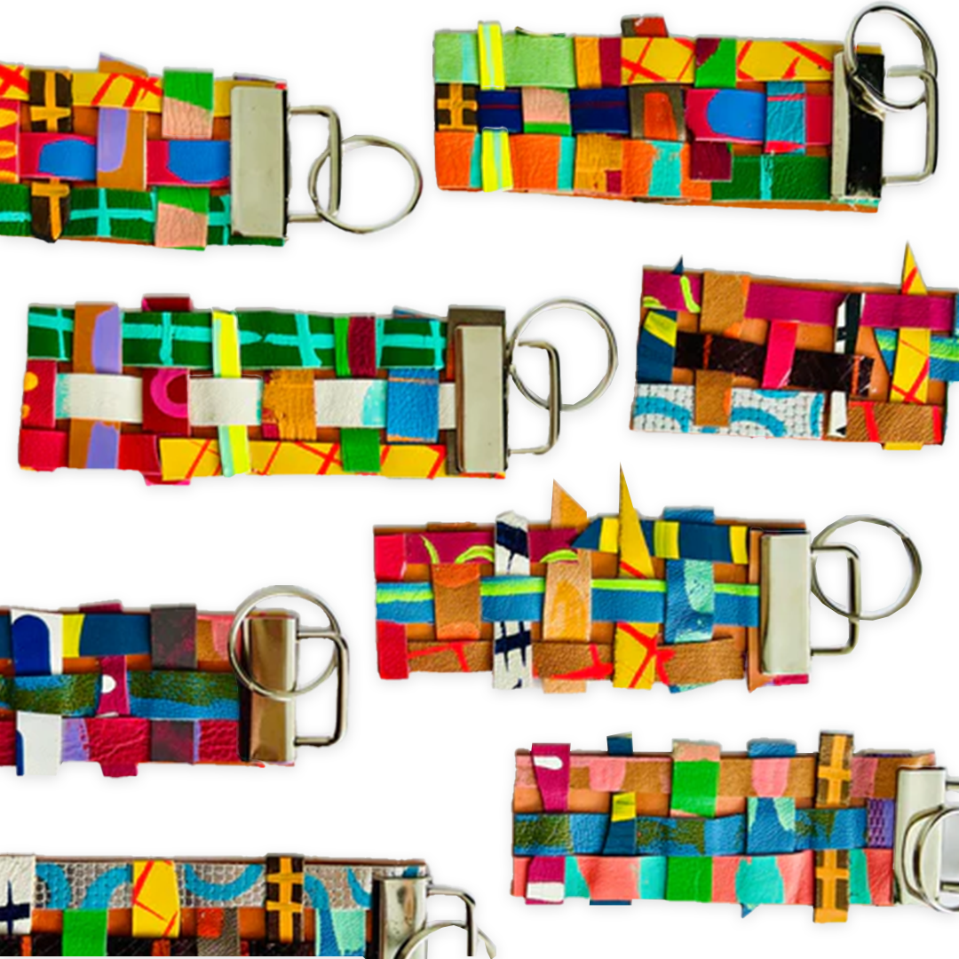 Woven Leather Keychain
