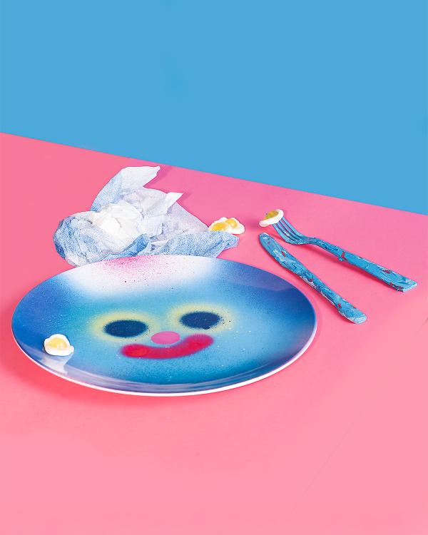 Blue Melamine Plate x Jon Burgerman