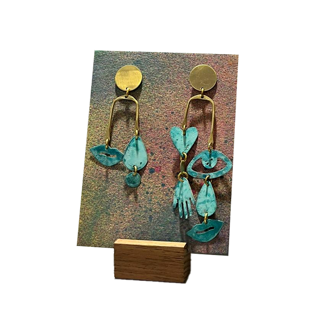 Man Ray Earring - Gold and turquoise