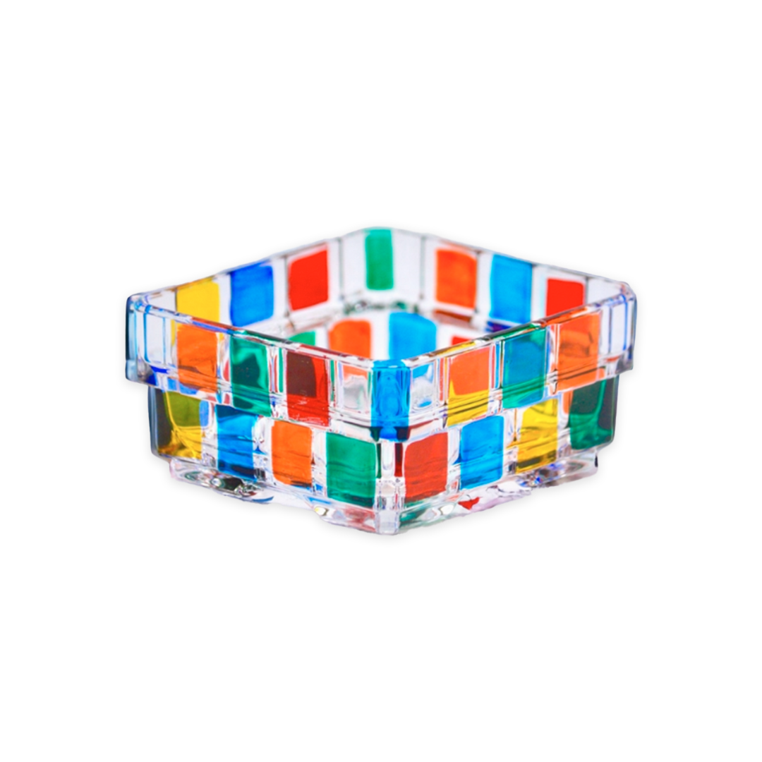 Hand-Painted Pisa Italian Crystal Mini Square Bowl