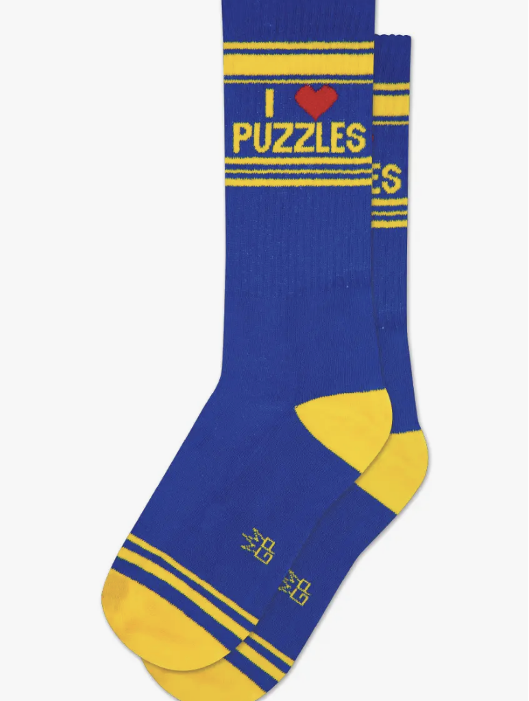 Gumball Poodle I heart Puzzles crew sock