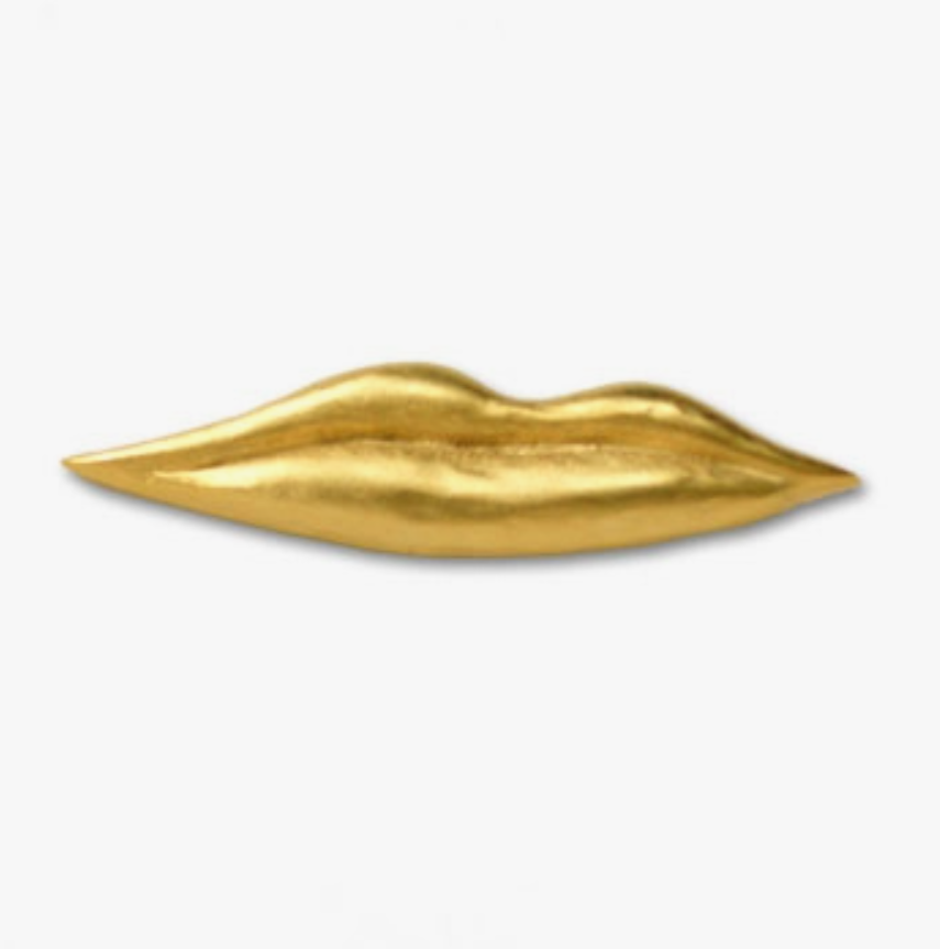 Gold Lips Lapel Pin