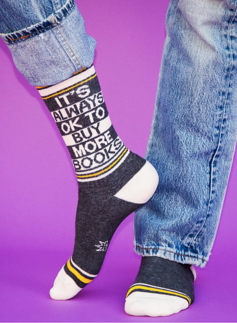 It's Always OK to Buy More Books Gym Socks x Gumball Poodle
