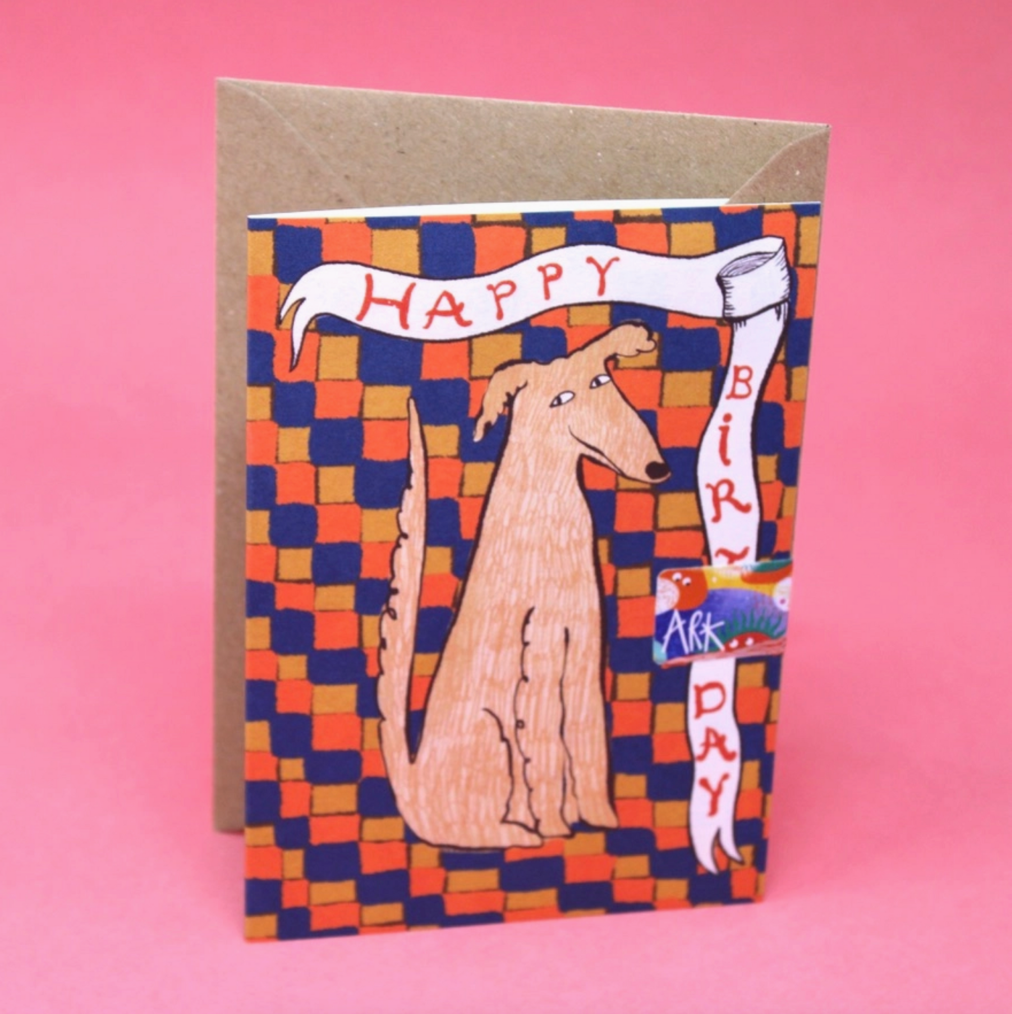 Happy Birthday Checkerboard Dog Greetings Card x Ark