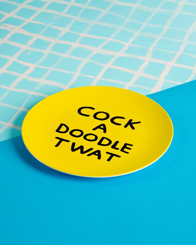 Cock A Doodle Melamine Plate x David Shrigley