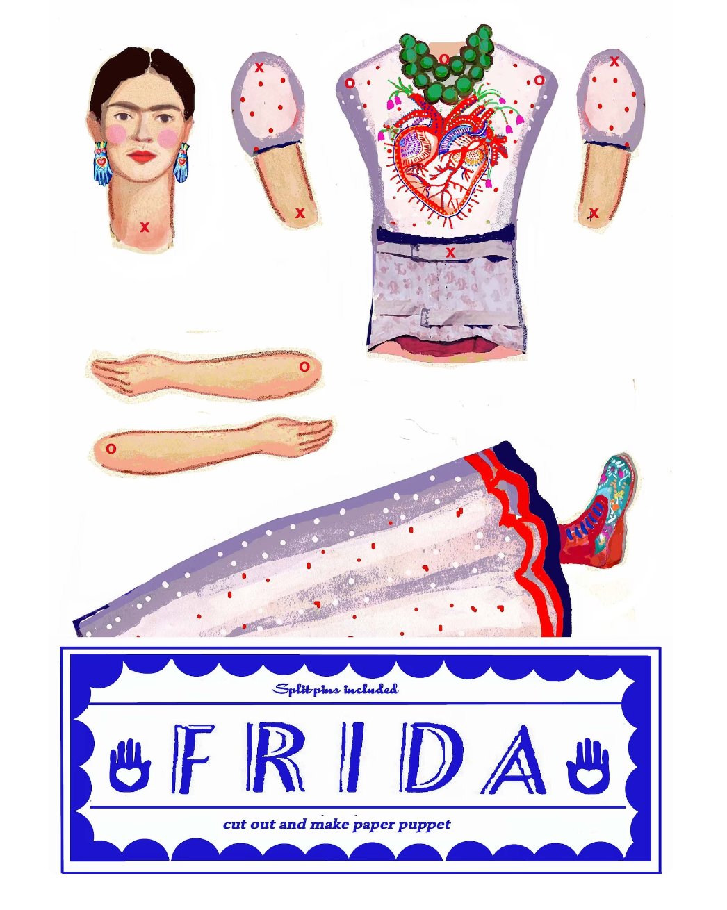 Frida Kahlo cut and make puppet