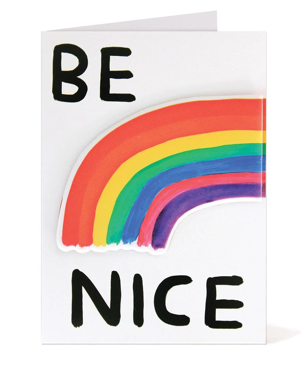 Be Nice Puffy Sticker Card x David Shrigley
