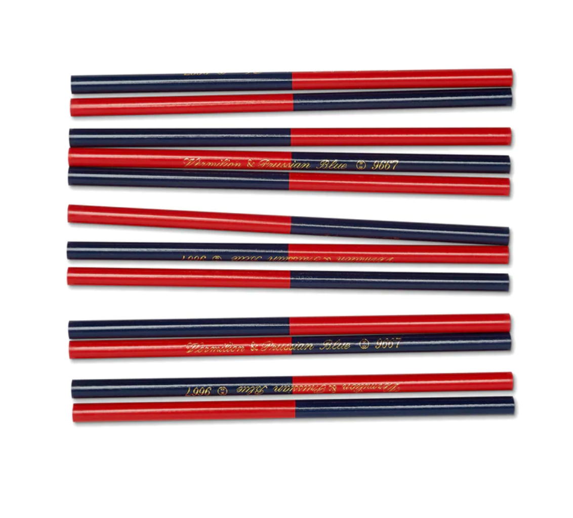 Kita-Boshi Vermillion & Prussian Blue - 12 Pencil Set
