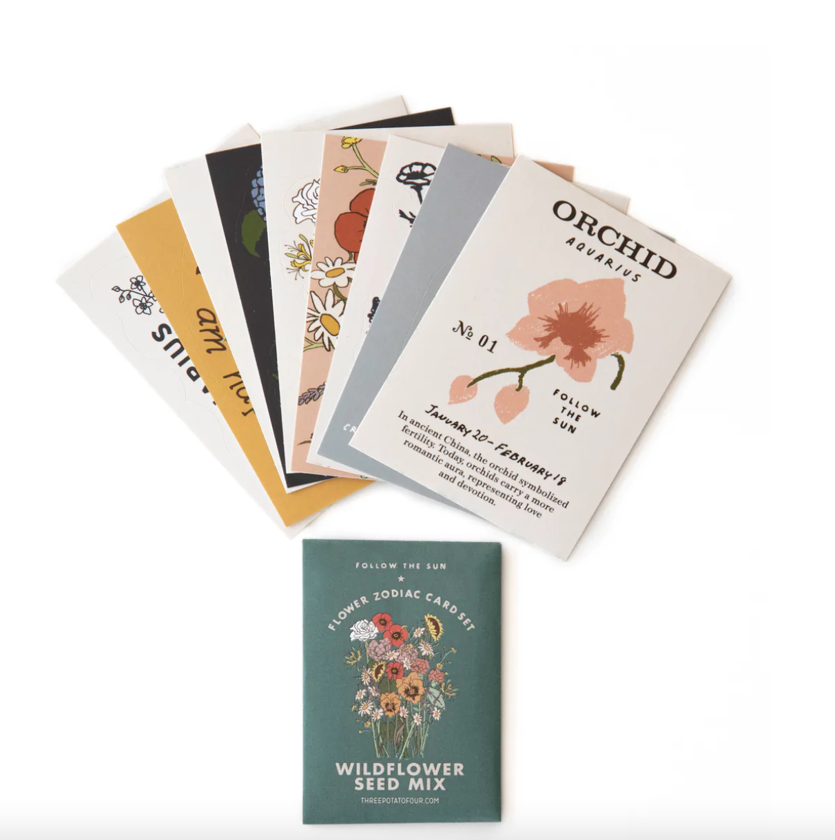 Flower Zodiac Sticker Card Set + Seeds (Aquarius)
