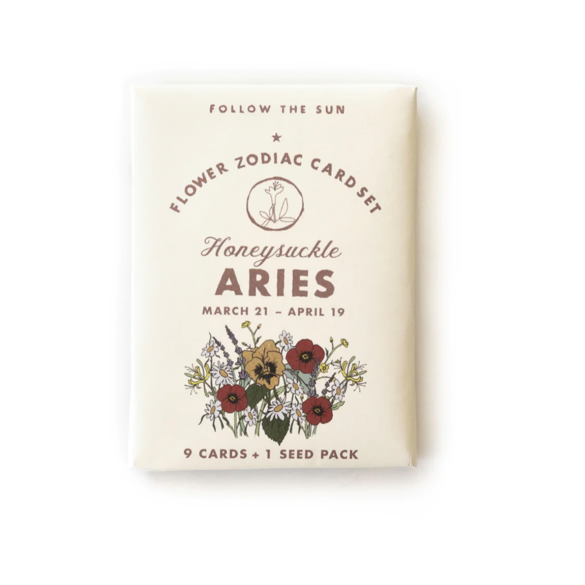 Flower Zodiac Sticker Card Set + Seeds (Aries)